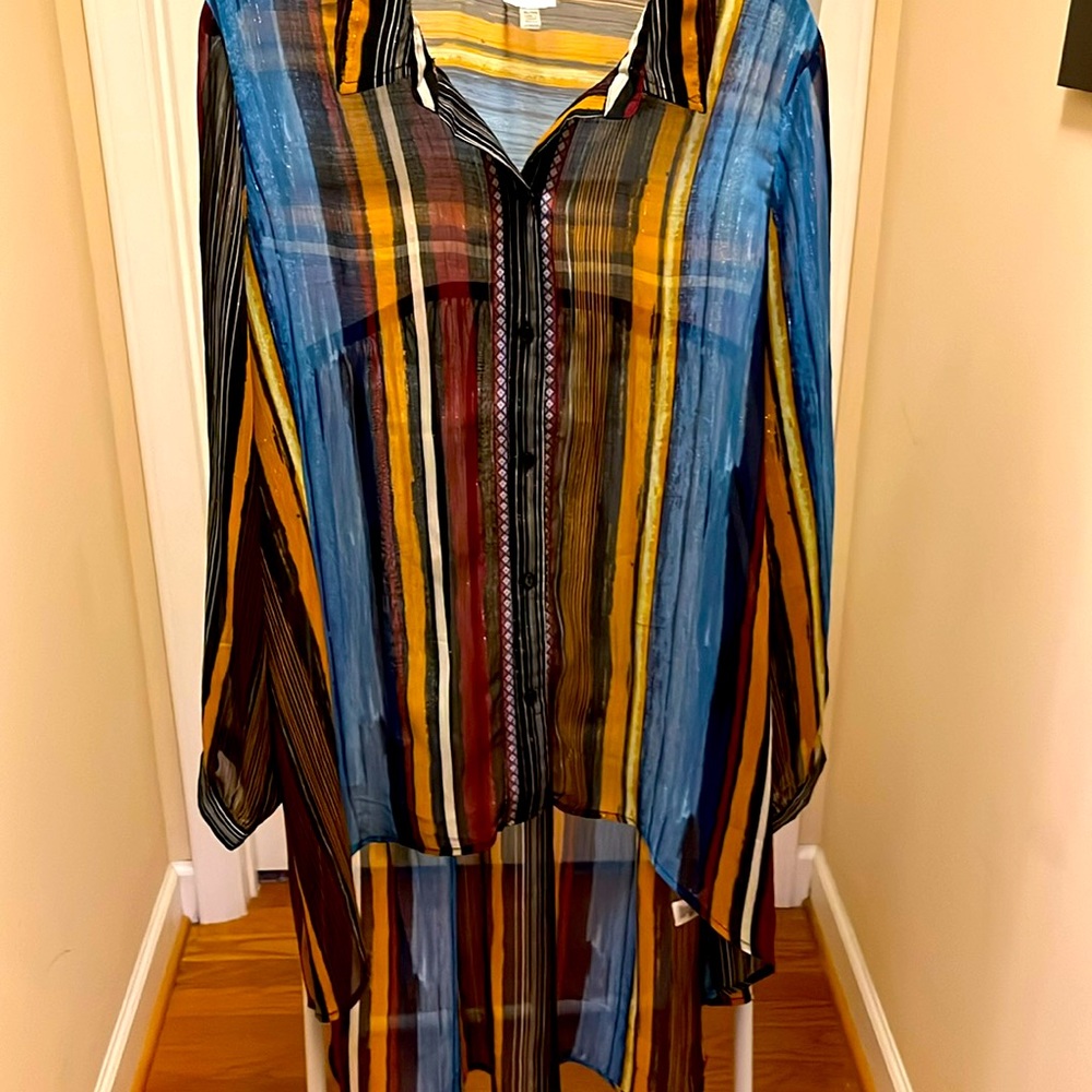 Cupid hi lo tunic jacquard lurex shirt xl in great condition